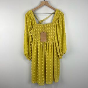 Listicle Golden Yellow Mustard Color Babydoll Dress S NWT